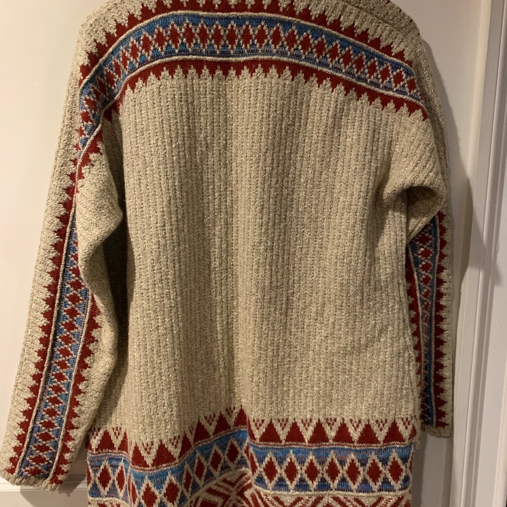Lucky Brand Red and Cream Knit Nordic style Cardigan M - Picture 3 of 7